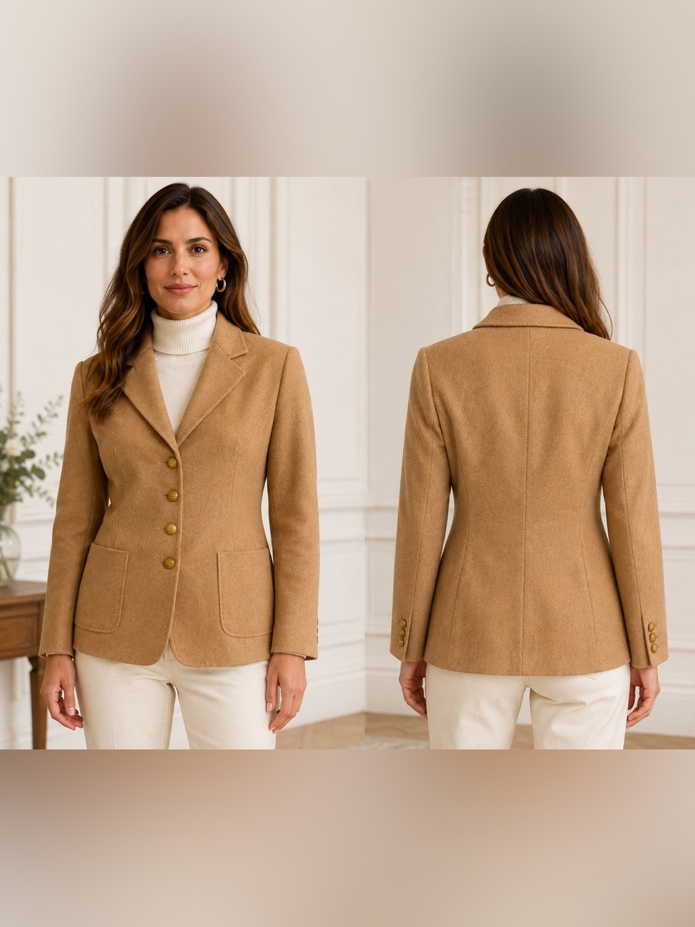 Vintage Talbots Petites Camel Hair Blazer / Coat /Cardigan Italy Quiet Luxury, 2